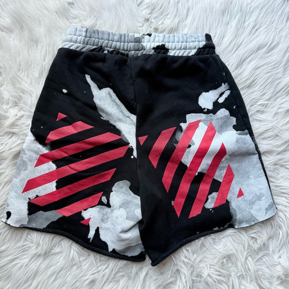 Off-White Liquid Spots Shorts Pullon Sweat Gym Workout Streetwear Athletic Rare - Picture 7 of 10